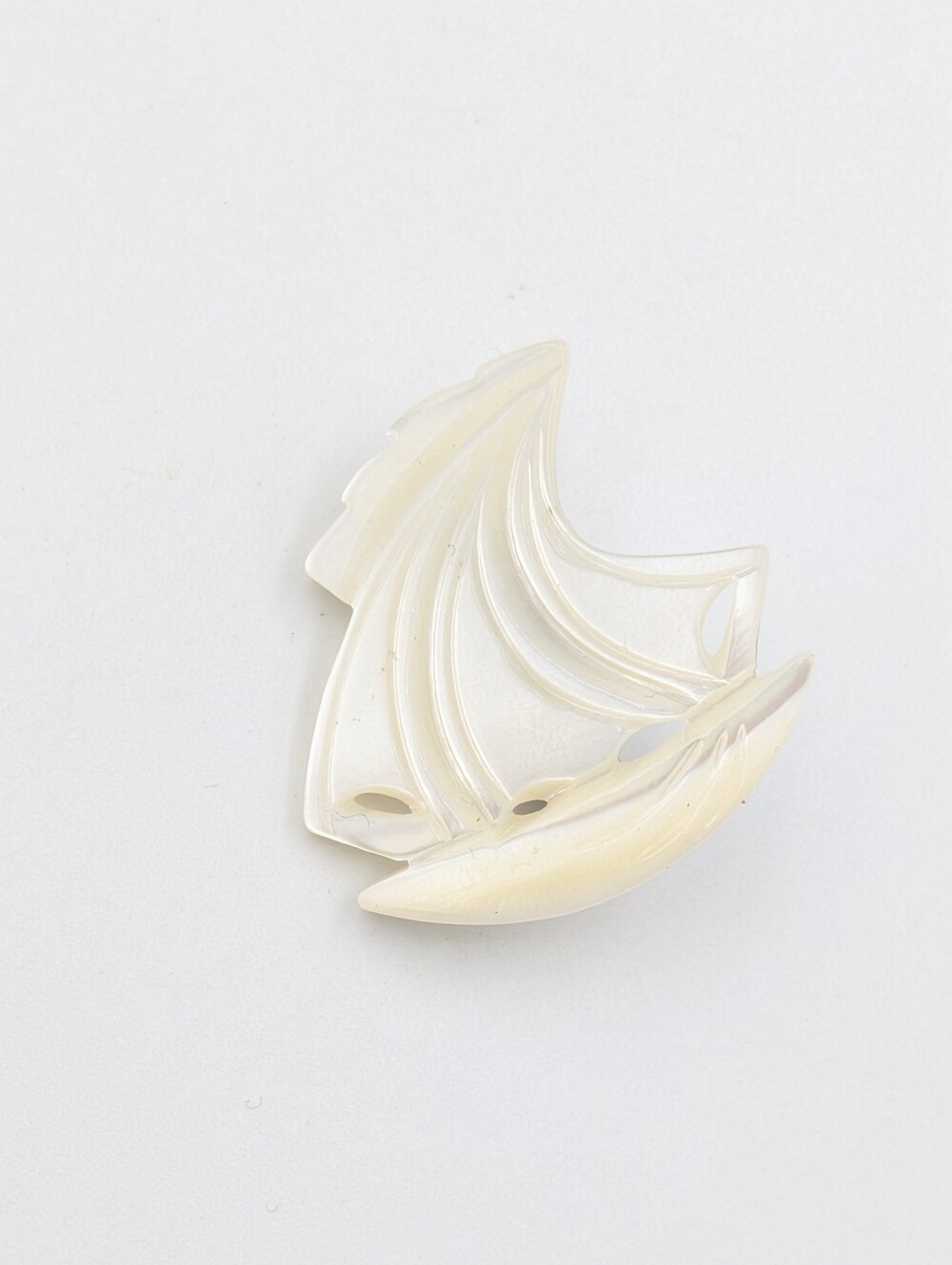 Carved sailboat MOP mother of pearl brooch pin